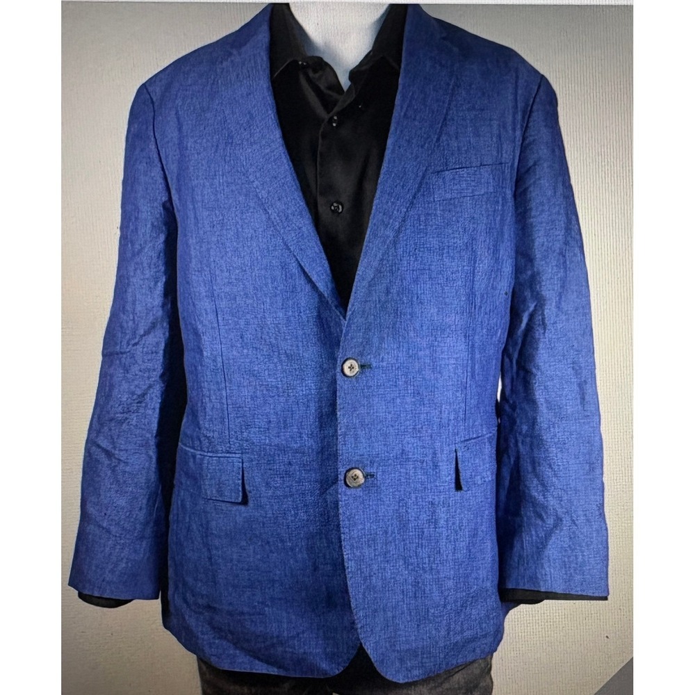 Brooks Brothers Red Fleece Linen Sport Coat Blazer Mens 36S Blue 2-Button Preppy